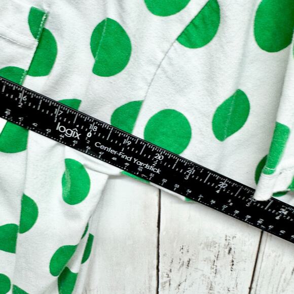 One Step Up Top Women Size Large White Green Polka Dot Crewneck Short Sleeve Tee - Picture 3 of 6